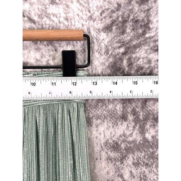 Sabina Musayev Pants Small Womens Mint Green Metallic Plisse Pleat Wide Leg - Picture 3 of 8